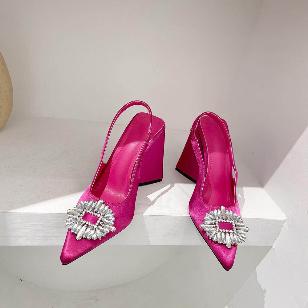 Large yard thick high-heeled shoes rhinestone spring shoes
