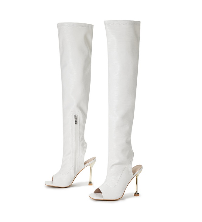 Exceed knee summer boots fish mouth stilettos