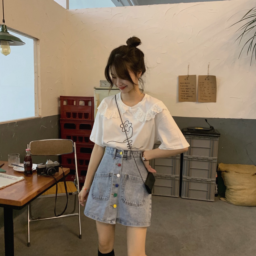 High waist Korean style skirt denim all-match short skirt