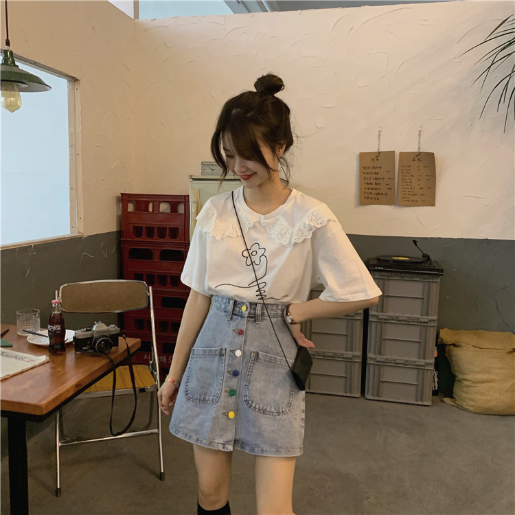 High waist Korean style skirt denim all-match short skirt