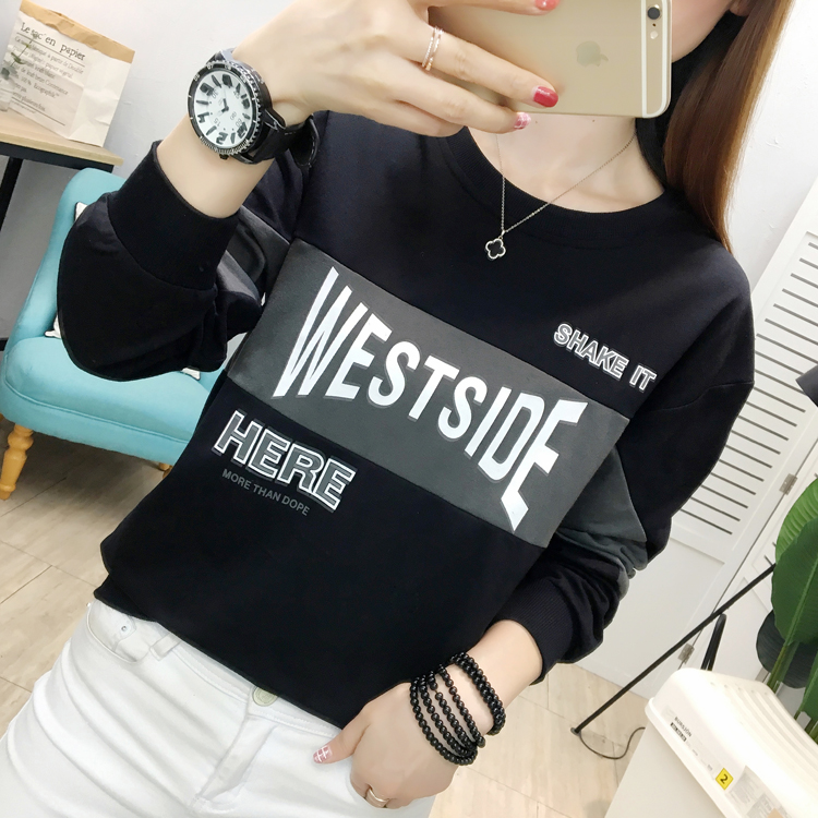 Loose spring T-shirt all-match splice hoodie for women