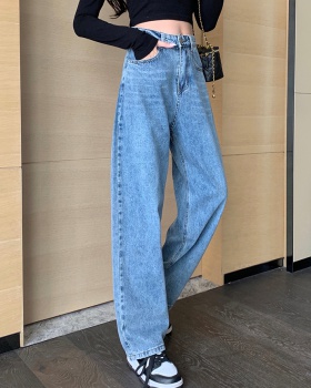 Wide leg retro straight jeans for women