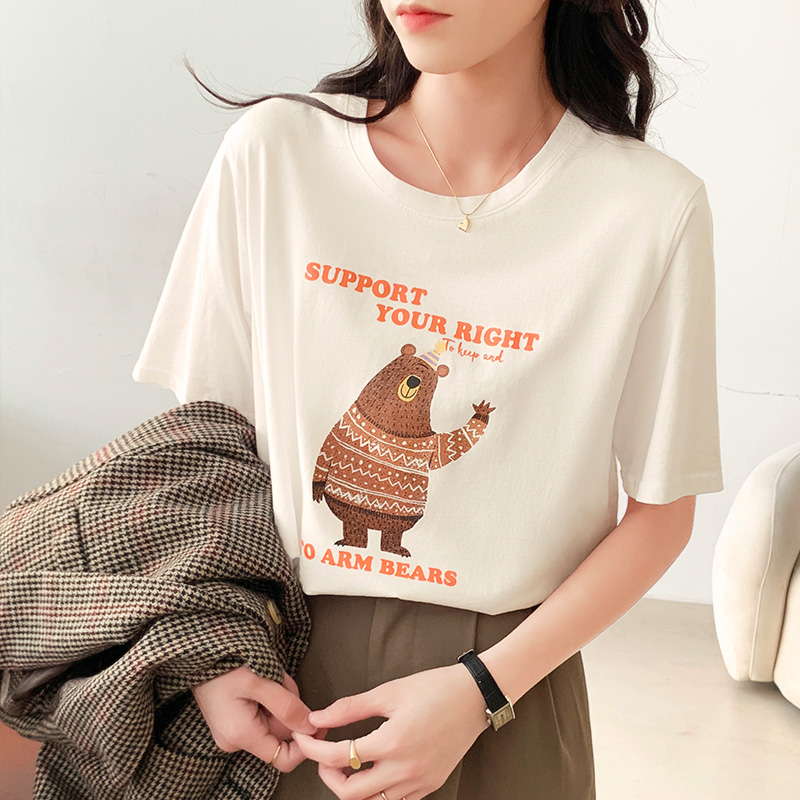 Round neck bottoming shirt pure cotton tops for women