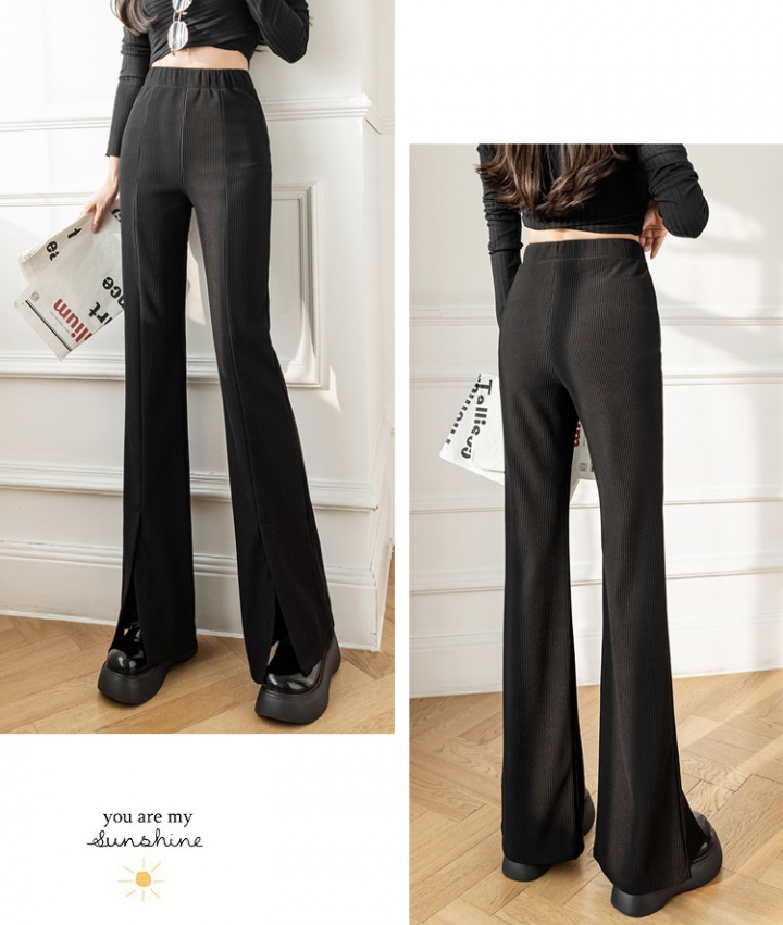 High waist slim casual pants straight flare pants for women
