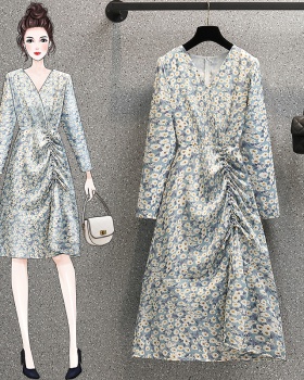 France style slim large yard split floral dress for women
