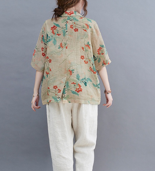 Loose summer tops cotton linen business suit for women