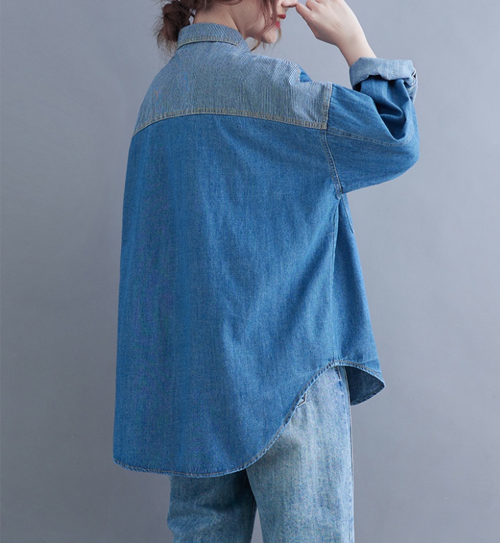 Spring and autumn art tops stripe long sleeve coat
