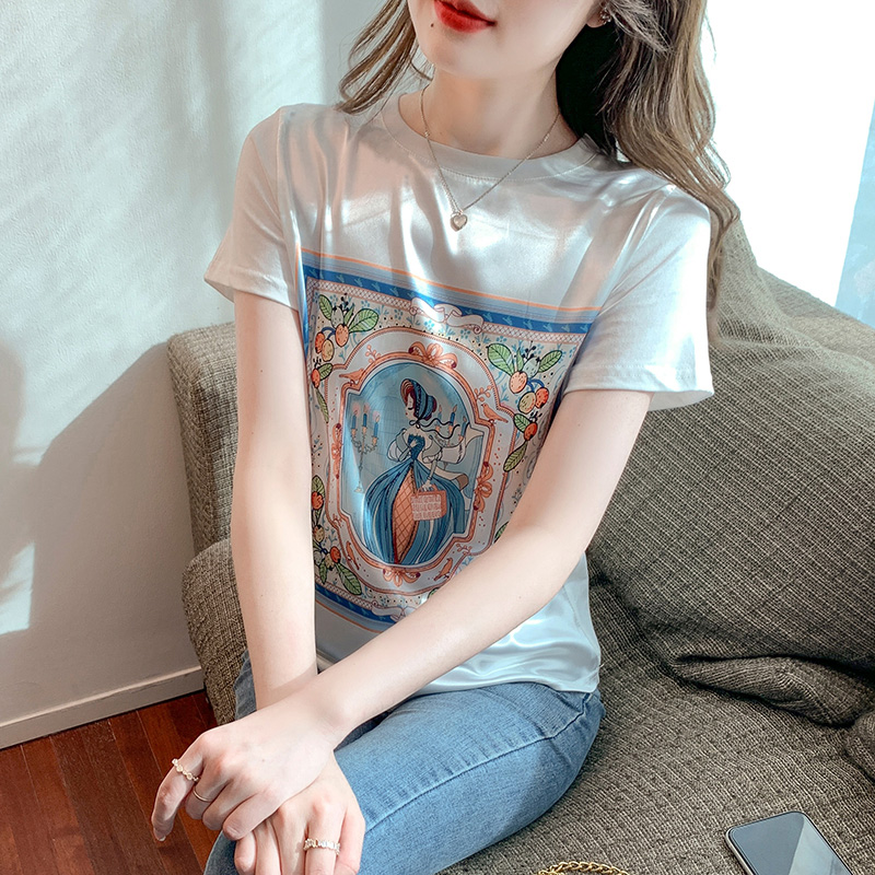 Pattern short sleeve printing summer T-shirt for women