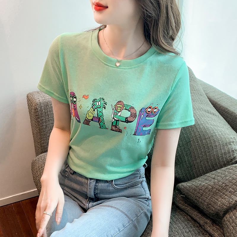 Spring and summer all-match T-shirt printing tops for women