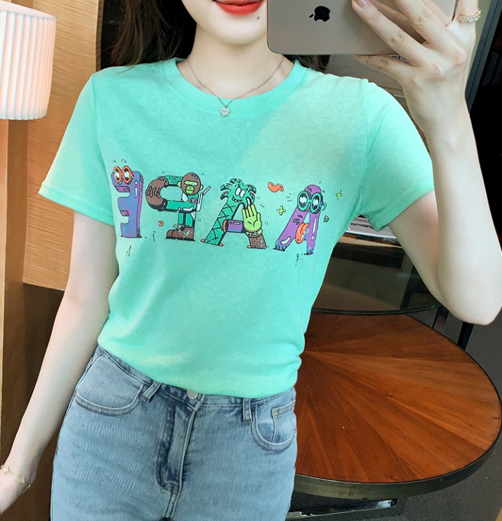 Spring and summer all-match T-shirt printing tops for women