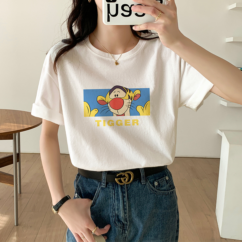 Korean style thin bottoming shirt cartoon T-shirt for women