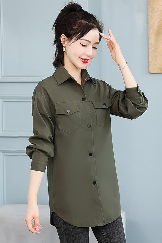 Long spring loose shirt printing Casual jacket for women