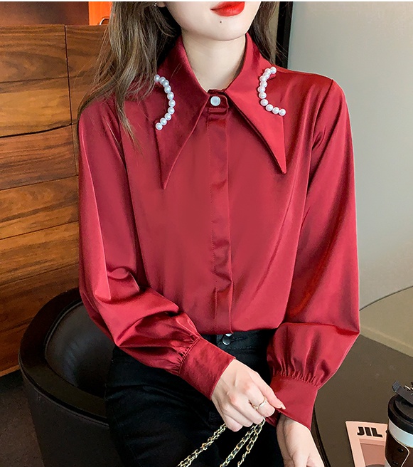 All-match beading tops personality spring shirt