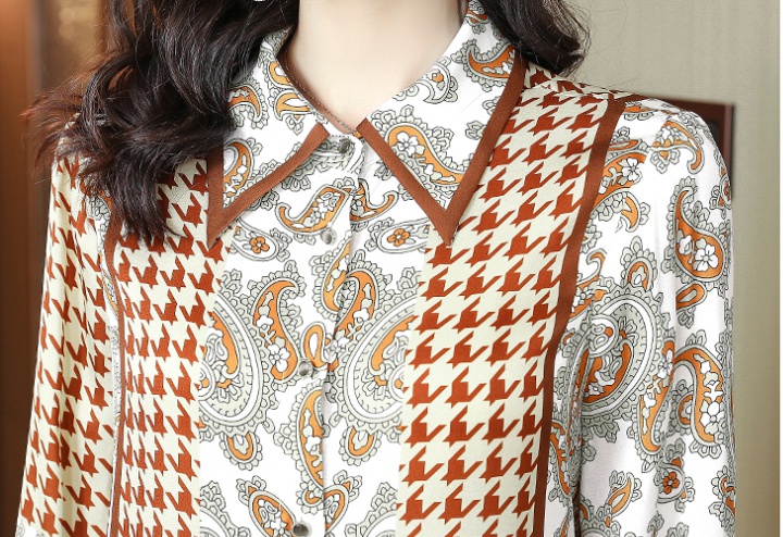 Silk mixed colors spring shirt fashion long sleeve tops