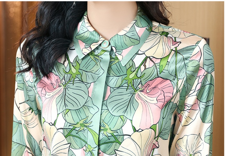 Spring long sleeve silk shirt fashion temperament tops
