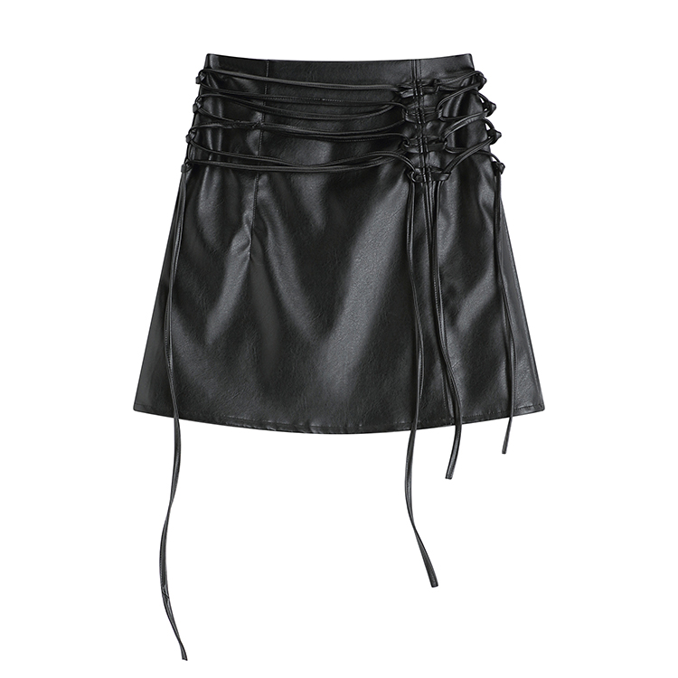 Summer package hip skirt spring leather skirt for women