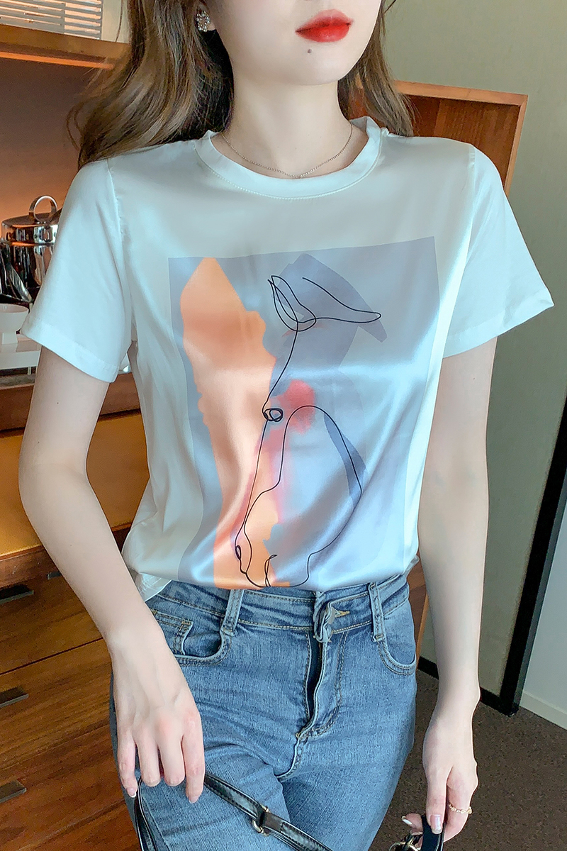 Printing retro tops short sleeve T-shirt for women