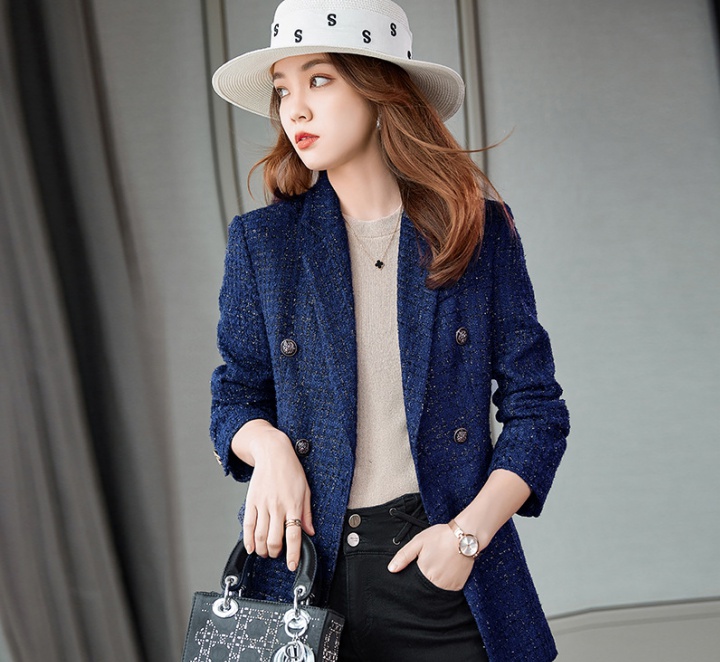 Fashion blue business suit spring coat for women