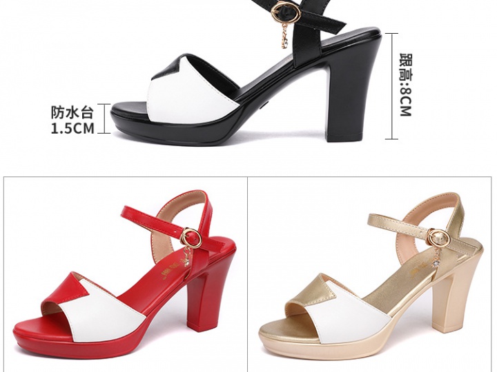 Middle-heel all-match mixed colors sandals for women