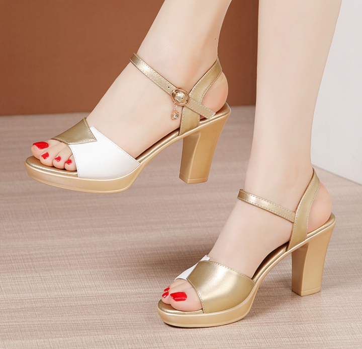Middle-heel all-match mixed colors sandals for women