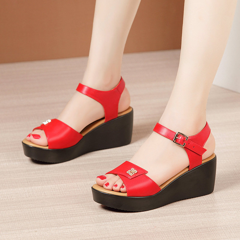 Red large yard trifle all-match sandals for women
