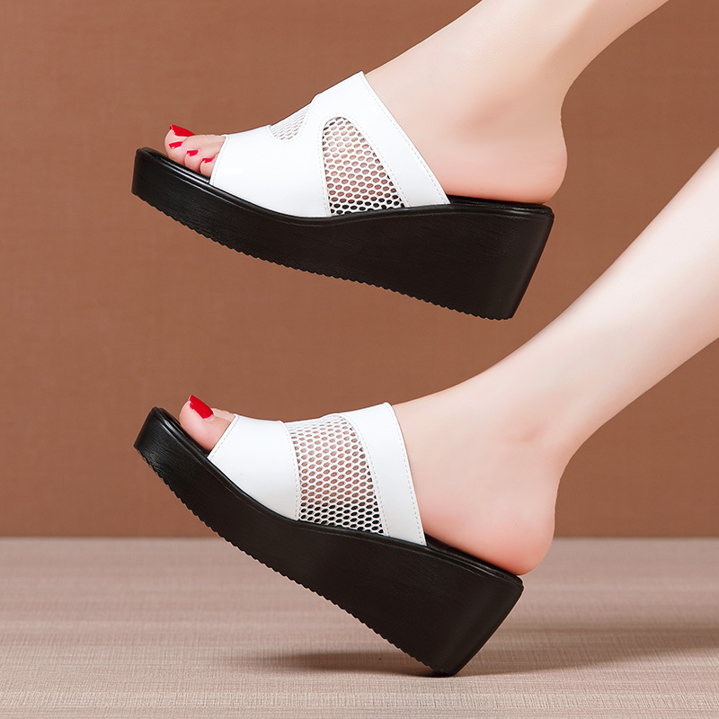 Gauze summer platform wears outside slipsole sandals
