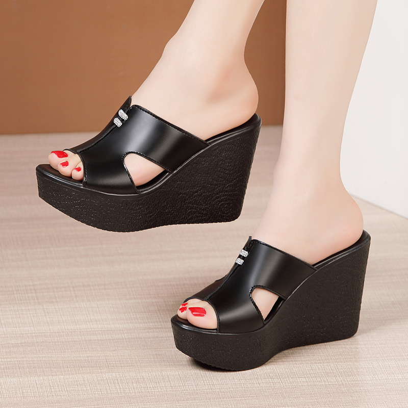 High-heeled fashion all-match slipsole trifle slippers for women