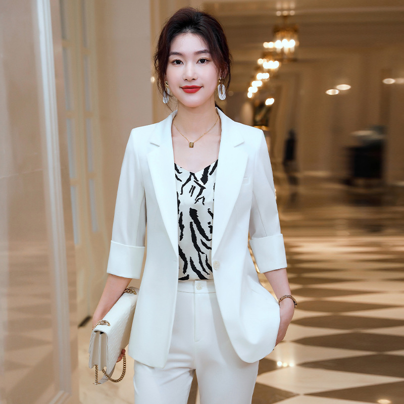 Fashion white business suit 2pcs set for women