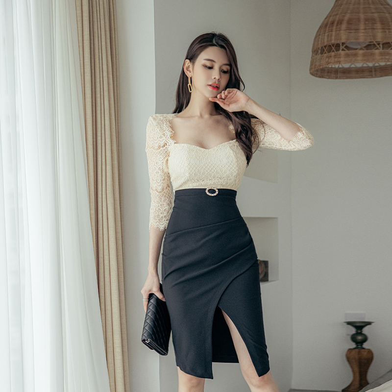 Lace slim formal dress temperament Korean style dress