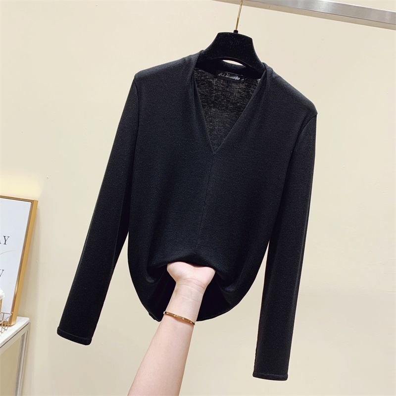 Spring knitted bottoming shirt long sleeve tops for women
