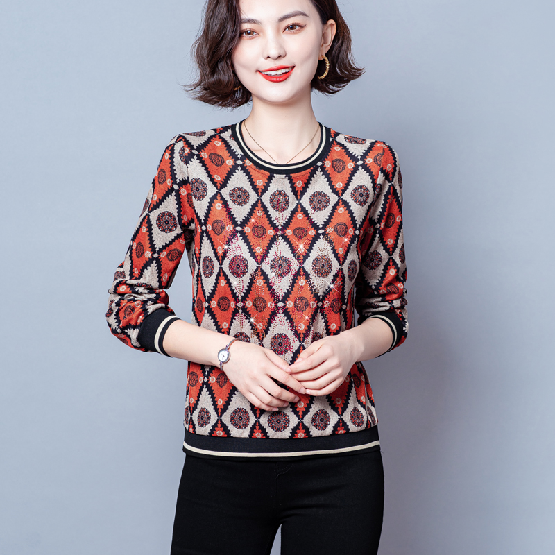 Western style colors tops spring thin T-shirt for women