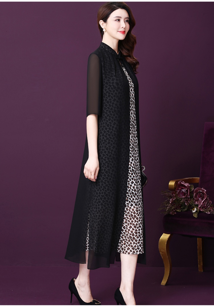 Spring Pseudo-two long middle-aged loose dress for women
