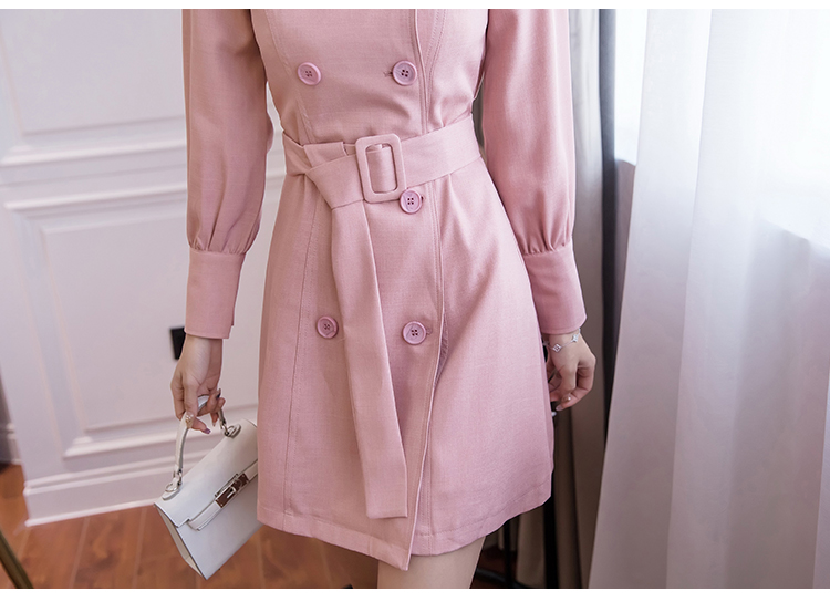 Autumn pink business suit long long sleeve dress