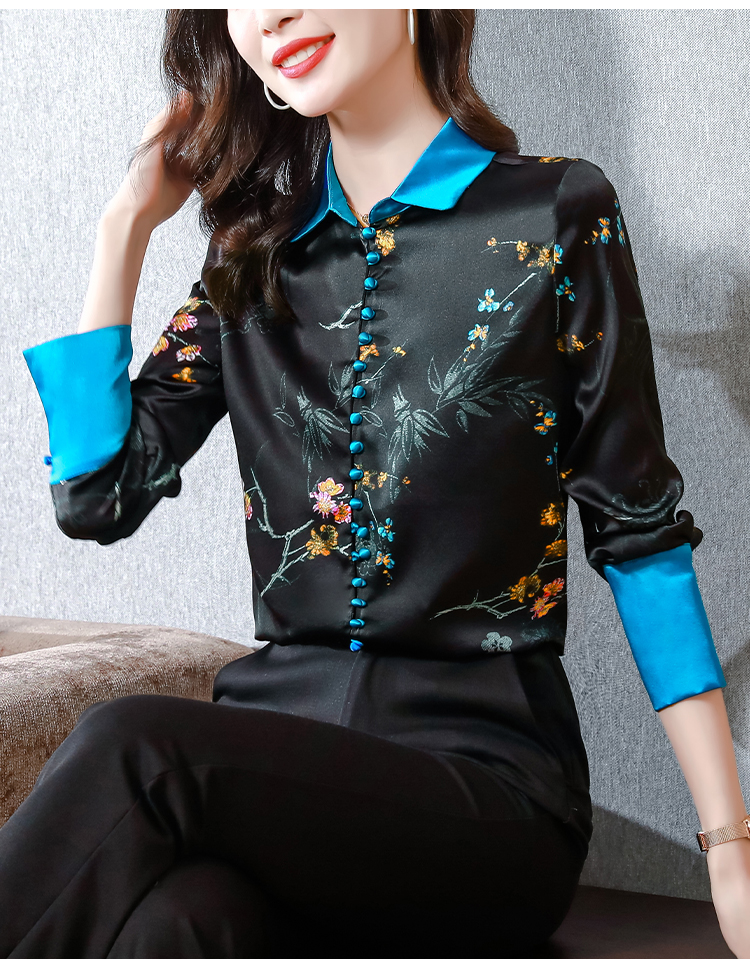 Satin shirt long sleeve small shirt for women