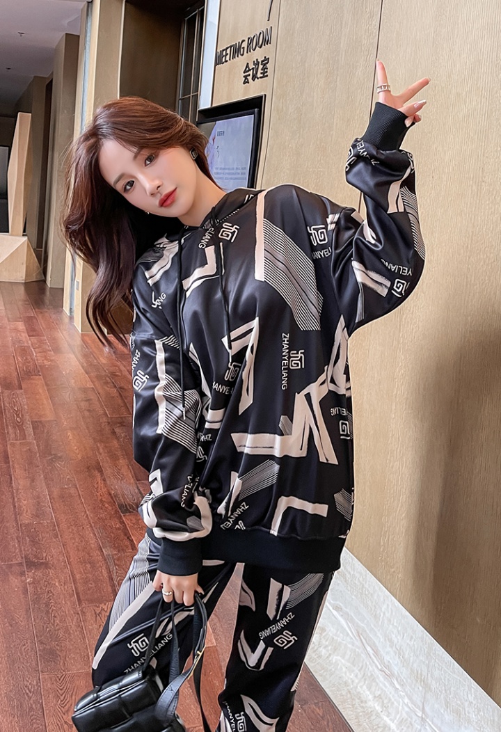 Loose Casual spring and autumn hoodie 2pcs set for women