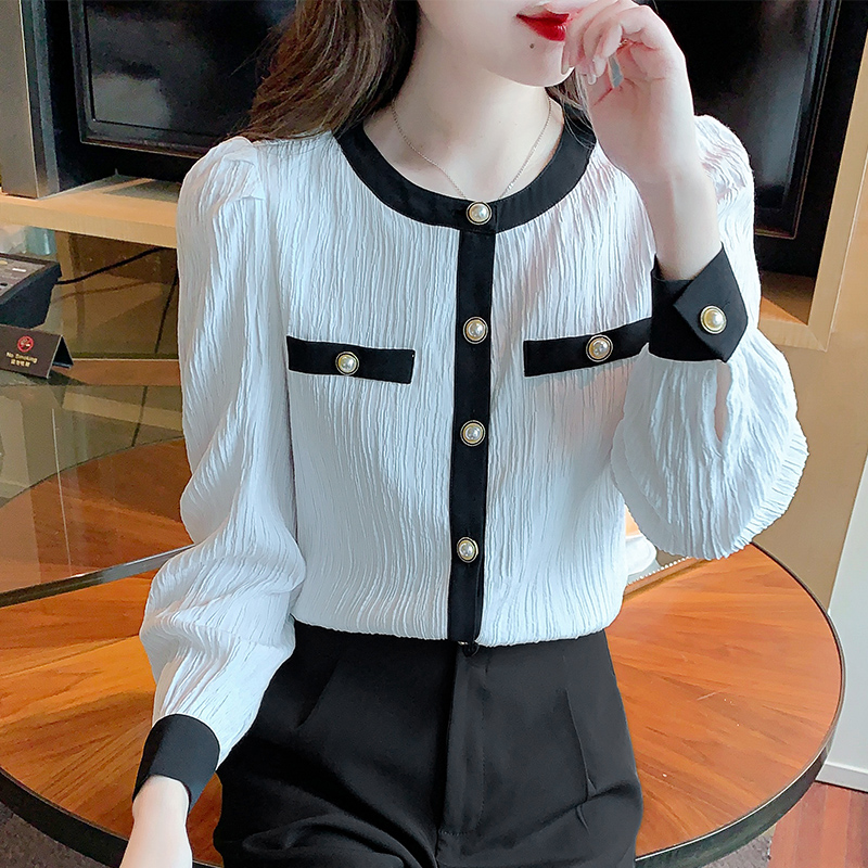 Korean style chiffon shirt autumn tops for women