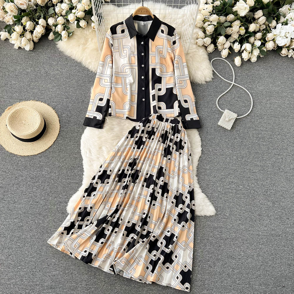 Fashion all-match skirt long shirt 2pcs set for women