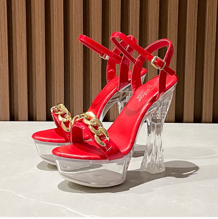 Metal buckles high-heeled shoes platform