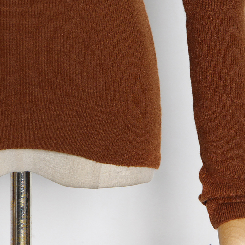 European style slim short flat shoulder spring sweater
