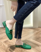 Spring and summer square head flat slippers for women
