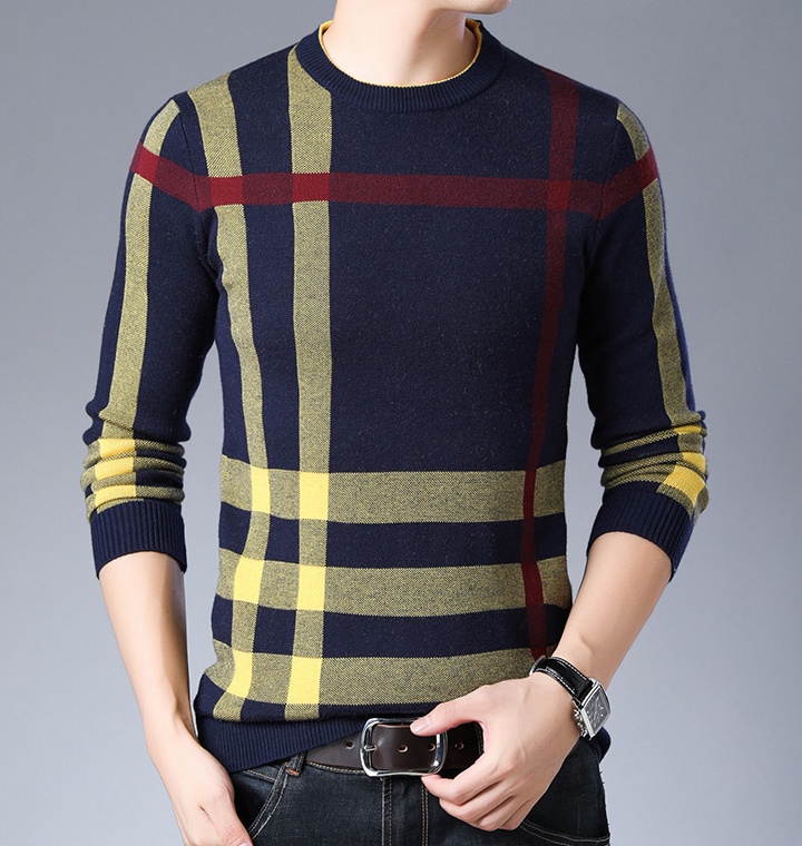 Round neck handsome shirts wool personality doll shirt for men
