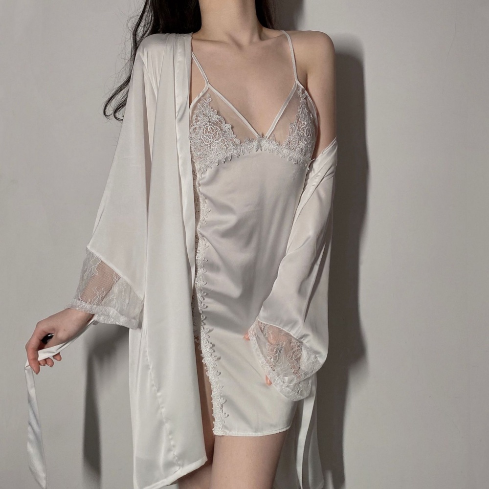 Lace sexy nightgown sling pajamas 2pcs set for women