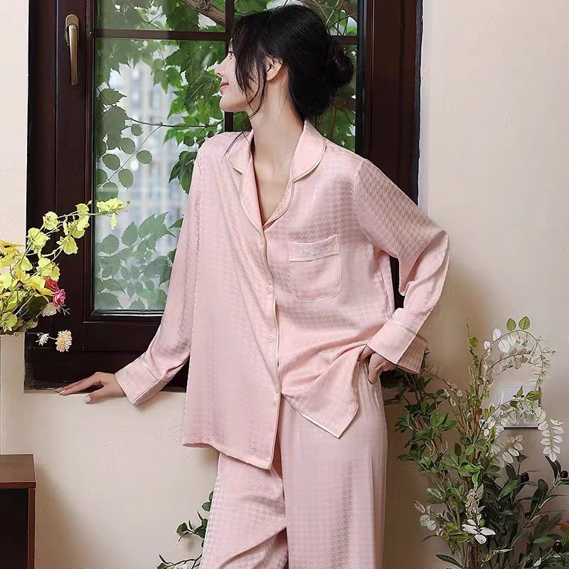 Long sleeve long pants printing pajamas 2pcs set for women