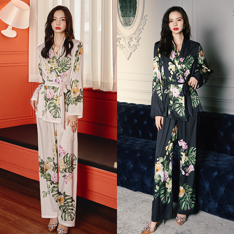 Pocket spring and summer homewear pajamas 2pcs set for women