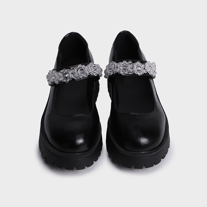 British style spring rhinestone leather shoes