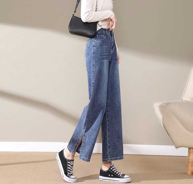 High waist split slim nine tenths jeans for women