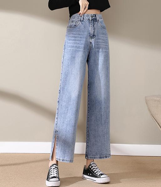 High waist split slim nine tenths jeans for women