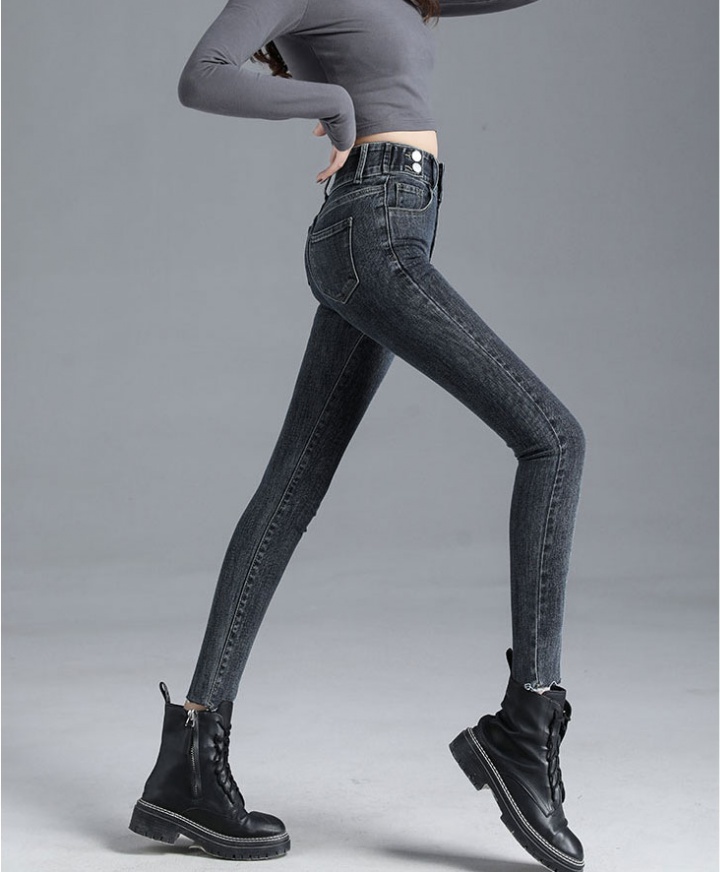 High waist elasticity pencil pants nine tenths slim jeans