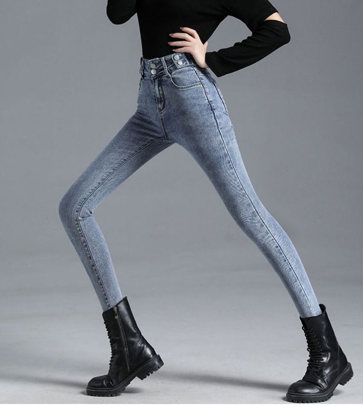 High waist elasticity pencil pants nine tenths slim jeans