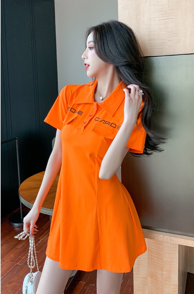 Summer slim pinched waist letters dress for women